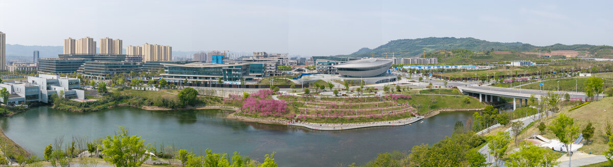 重庆科学城凤鸣湖公园全景航拍