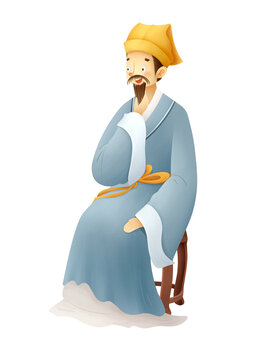 坐在凳子上的古代男性