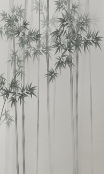 竖幅水墨竹林