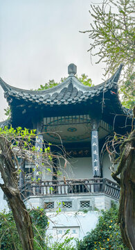 春天的扬州瘦西湖凉亭