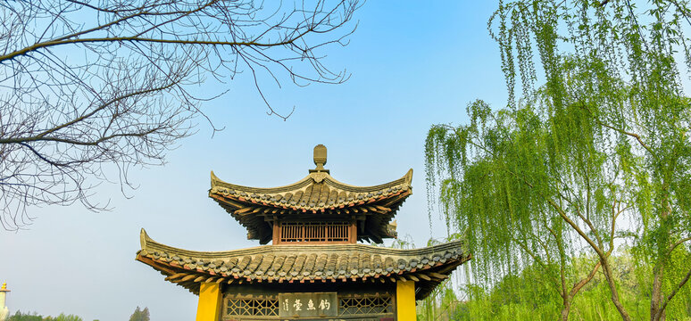 春天的扬州瘦西湖钓鱼台