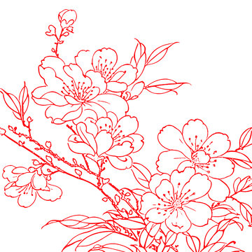 梅花花手绘线稿底纹包装设计纹理矢量素材