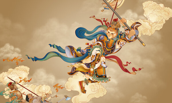 悟空闹天宫角色插画主题