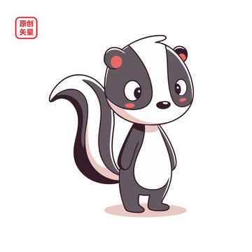 矢量插图动物卡通北美臭鼬