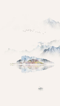 简约写意山水画