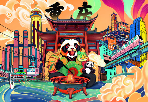 重庆景点插画