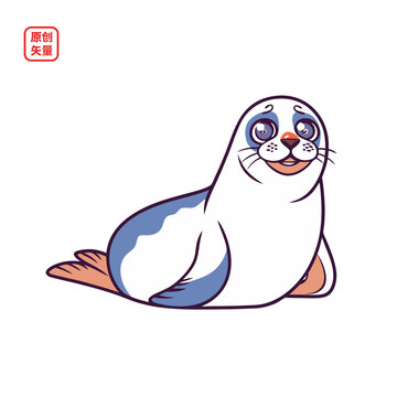 矢量插图动物简约海豹