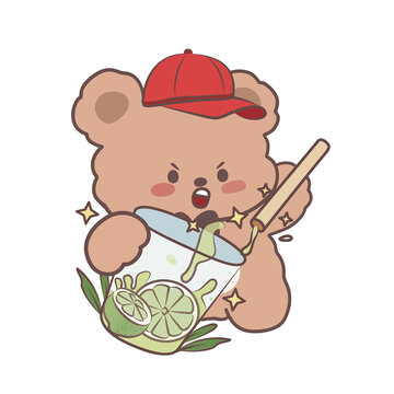卡通熊暴打柠檬