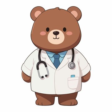 卡通棕熊医生