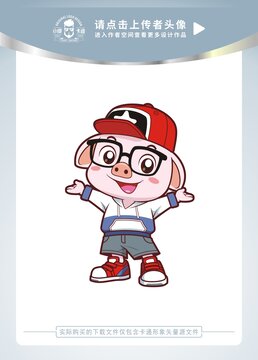 可爱小猪卡通形象矢量图