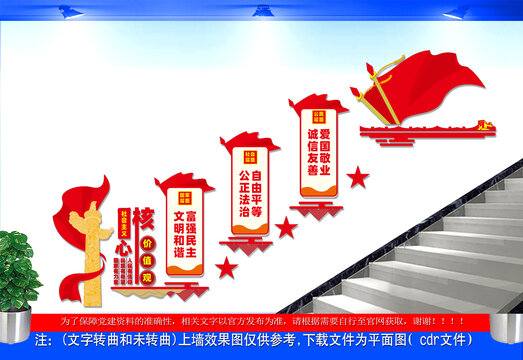 社会主义核心价值观楼梯文化墙
