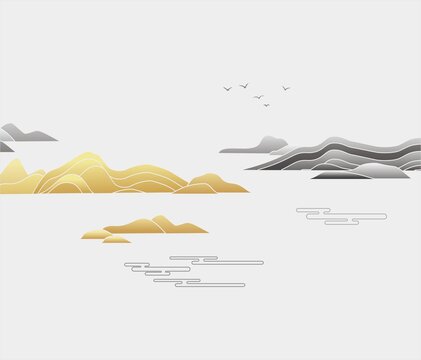 山水线条画