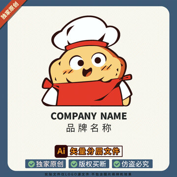美食图案面包店IP形象大使LOGO标志