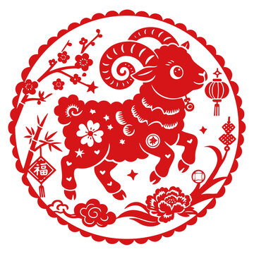 羊年圆形窗花