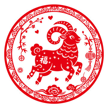 圆形羊年窗花