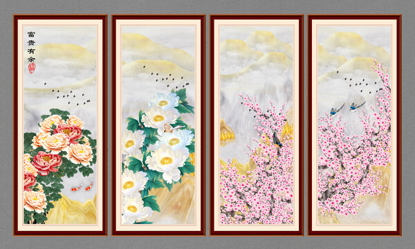 花鸟条屏