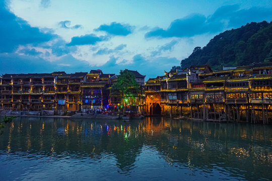 湖南凤凰古城夜景