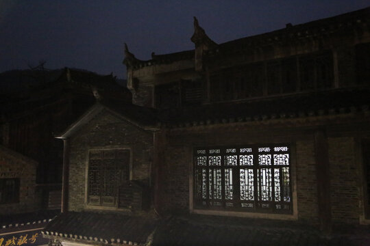 夜色中的凤凰古城民居古建筑