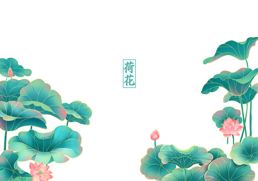 手绘荷花插画