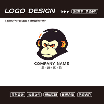 卡通猴子logo标志