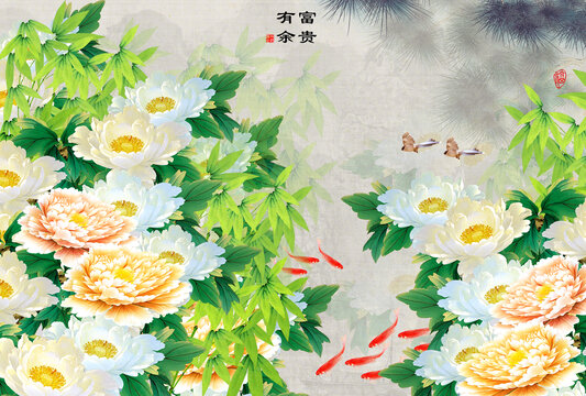 花开富贵牡丹装饰画