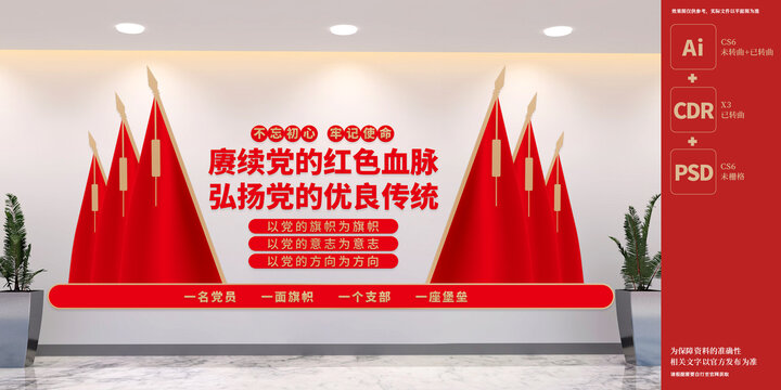 赓续党的红色血脉党建文化墙