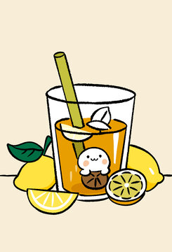 柠檬饮料插画素材