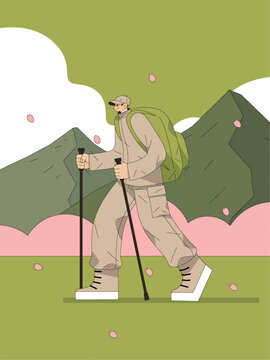 徒步旅行者矢量插画