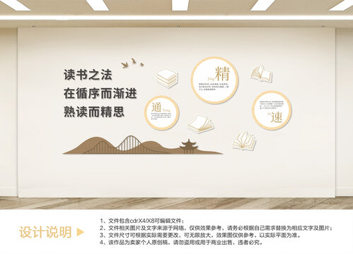 读书阅览室文化墙设计