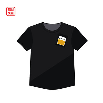 矢量插图衣服一件黑色T恤