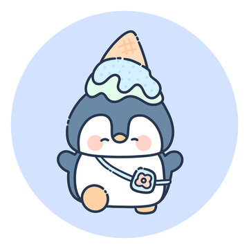 可爱冰淇淋企鹅图案