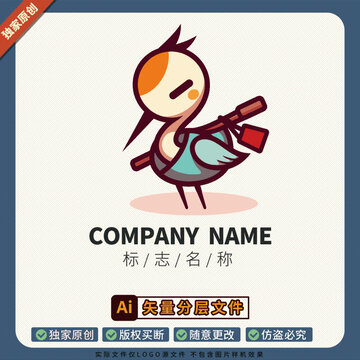 国风仙鹤形象大使侠客LOGO标志