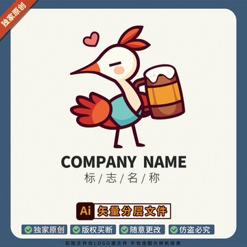 啤酒小龙虾高清餐饮仙鹤LOGO标志