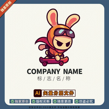 兔子涂鸦运动LOGO标志健身高清