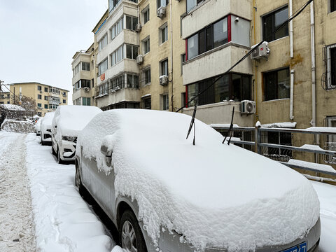 被雪覆盖的汽车