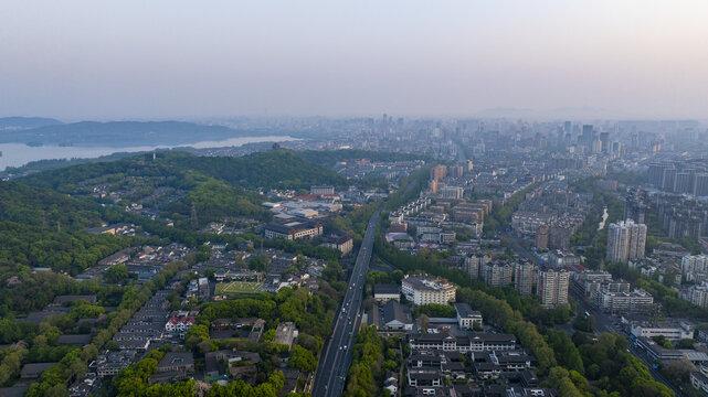 杭州上城区中河高架馒头山社区历史街区航拍