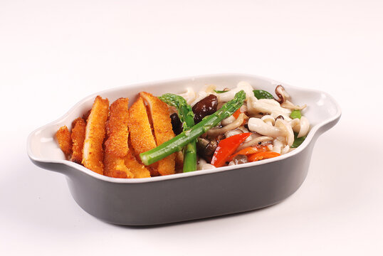 野菌鸡排饭