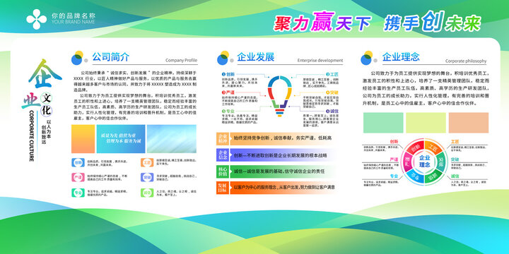 企业公司简介文化墙展板宣传栏