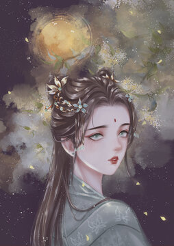 三秋桂子竖版夜景