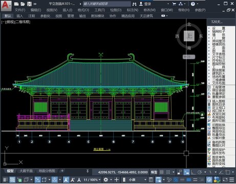 上海宝山寺大雄宝殿建筑专业CAD施工图