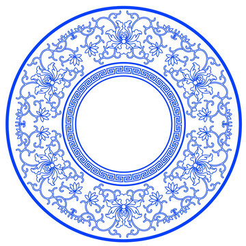 圆形青花花纹图案