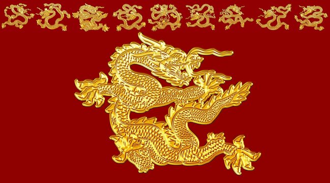 故宫九龙壁九条金龙高清浮雕