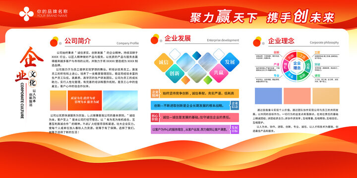 企业公司简介文化墙展板宣传栏