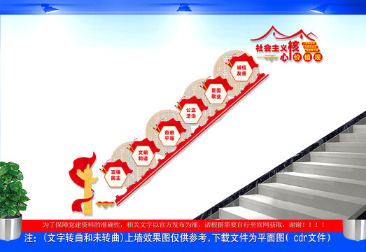 社会主义核心价值观楼梯文化墙