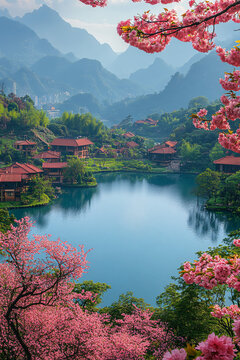 山水樱桃花
