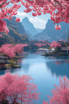 山水樱桃花