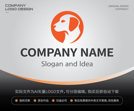 生肖狗极简狗头图形餐饮LOGO