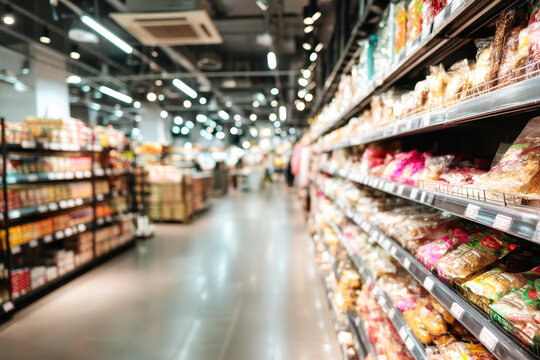 超市食品杂货通道内景