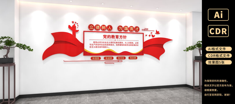 党的教育方针文化墙学校党建文化墙