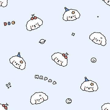 快乐小狗四方连续满印图案